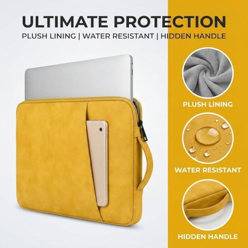 Laptop Sleeve 16 inch,Laptop Sleeve Bag Compatible with MacBook Pro/Air,HP,Dell,Lenovo,Slim Shockproof Cover with Accessory Pocket(Yellow) - color: Yellow, size: 16 inch