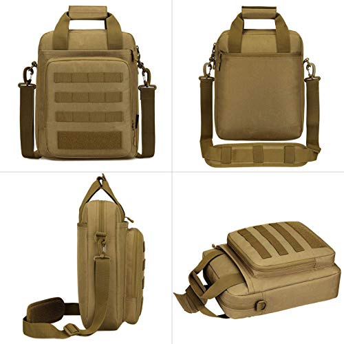 CamGo 12" Laptop Messenger Bag for Men Vertical Tactical Crossbody Shoulder Bag Small Computer Briefcase Molle Handbags - color: Brown