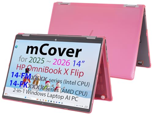 mCover Hard Case ONLY Compatible for 2025+ 14" HP OmniBook X Flip 14-FMxxxx 14-FKxxxx 2-in-1 (with 360° Hinge) Windows Laptop (NOT Fitting Any Other HP Models)- Pink - color: Pink