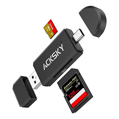 USB C SD Card Reader & USB 3.0 Micro SD Adapter, High-Speed Memory Card Reader for SD/Micro SD/SDHC/SDXC/MMC, Type-C SD Card Reader Compatible with MacBook/PC/Android/Camera/Laptop