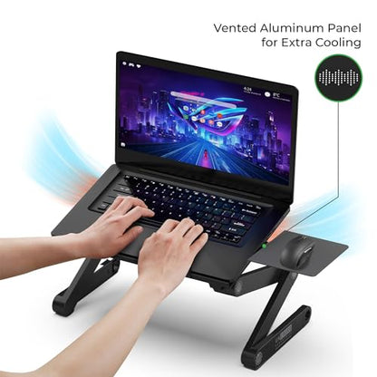 Uncaged Ergonomics WorkEZ Adjustable Laptop Stand for Desk, Laptop Stand Adjustable Height, Foldable Aluminum Cooling Computer Holder & Riser for Desk Bed, Black, XL - color: XL-Black