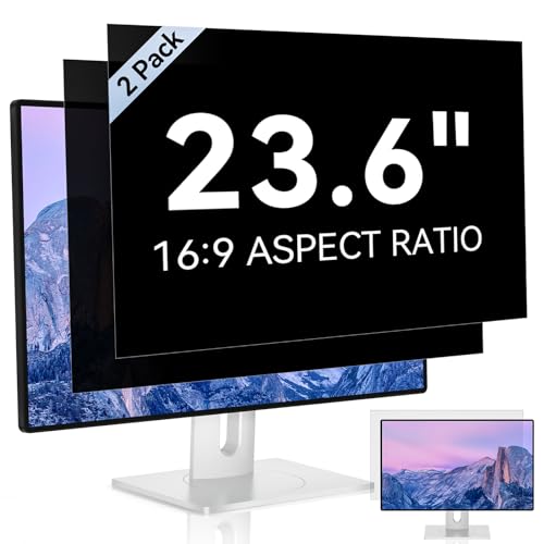 [2 Pack] 23.6 Inch Computer Privacy Screen for 16:9 Aspect Ratio Widescreen Monitor, Eye Protection Anti Glare Blue Light Computer Monitor Privacy Filter, Removable Anti-Scratch 23.6 Protector Film - size: 23.6" (16:9)