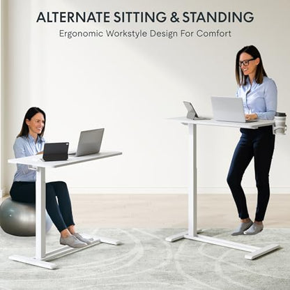FLEXISPOT Adjustable C Table with Wheels, Mobile Snack Side End Table Sofa Couch Bedside Table Laptop Rolling Cart TV Tray Night Stand Small Space Side Table,(31.5" W x 17.7" D,White) - color: White, size: 32x18