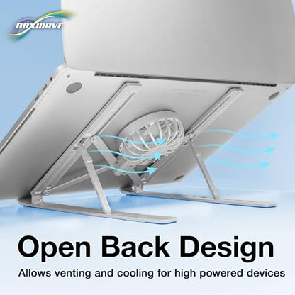 BoxWave Stand and Mount Compatible with Coopers Android Tablet CP80 (8 in) - QuickSwitch Stand with Cooling Fan, Portable, Multi Angle Viewing Ventilator - Metallic Silver