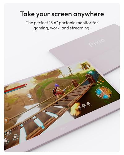 Pixio PX160 Wave Pink Portable Monitor 15.6 inch 60Hz FHD 1080p IPS Panel HDR Screen Cover Stand USB-C HDMI Laptop Screen Extender Portable Monitor for Laptop, PC, Console, Phone - color: Pink