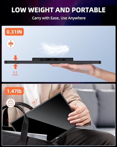 NGTeco 16" Extended Monitor Portable 1200P IPS, 360° Foldable Stand, USB-C HDMI Plug&Play, Built-in Speakers, Laptop Screen Extender for PC/Mac/Phone/Xbox/Switch - size: 16 inch-D