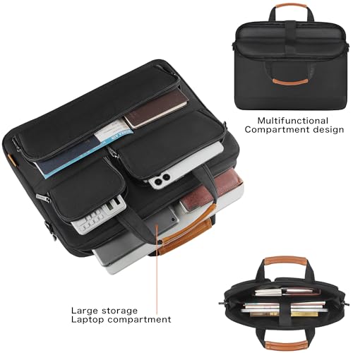 DOMISO 17-17.3 Inch Laptop Bag Business Briefcase with Shoulder Strap Messenger Bag Compatible with 17" Laptops/17.3" HP Pavilion/MSI GS73VR Stealth Pro/Dell Inspiron 17/Acer/ASUS,Black - size: 17 - 17.3 Inch