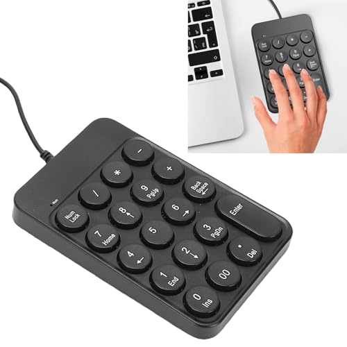 FILFEEL USB Wired Number Pad 19 Key Ergonomic Numeric Keypad with Round Keycaps for Laptop – Portable Desktop Calculator Keyboard for Accounting Finance Spreadsheets