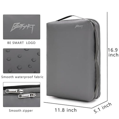 BESMART Waterproof Laptop Backpack 17.3 Inch Shockproof Computer Bag for Men & Women, Lightweight Casual Daypack (GREY) - color: Grey