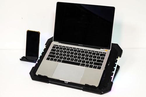 RGB Gaming Laptop Cooling Pad 17-12Inch 4Fans (Customized RGB Sidelight with Switch,Laptop Fan Speed Adjustable,5 Heights Adjustment with Phone Holder)Fit Apple MacBook Laptop Fan Cooling Pad - color: RGB 4Fan 12-17inch