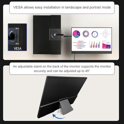 IBW 4K Portable Monitor 15.6" 3240x2160 UHD USB-C HDMI Laptop Monitor, 100% Adobe RGB IPS Computer Gaming Display HDR Travel Monitor w/Speakers & Kickstand for Laptop Xbox PS5 Switch PC Phone