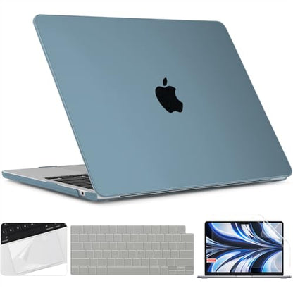 TWOLSKOO Compatible with MacBook Air 13 inch Case M5 2026 M4 2025 M3 M2 2024-2022 A3449 A3240 A3113 A2681, Plastic Hard Shell & Keyboard Cover & Screen Film for MacBook Air 13.6 inch, Matte Blue - color: Matte Blue