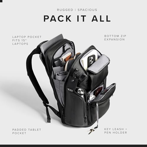 TUMI - Alpha Bravo Nomadic Backpack - Men's Durable Carry On Bag - 18.8" X 15.0" X 9.0" - Fits up to 15" Laptop - Black - color: Black