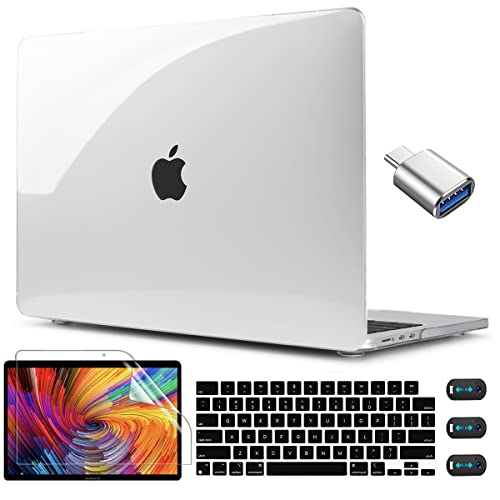 CISSOOK for MacBook Air 13.6 inch Case Clear M2 M3 M4 Model A2681 A3113 A3240, Transparent Hard Shell Case Protective Cover with Keyboard Cover for MacBook Air 13 inch 2022 2024 2025 - Clear | A3449 A3240 A3113 A2681, 5in1 Set Hard Shell Case Keyboard Cov
