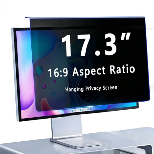 Hanging Privacy Screen Filter for 17.3" 16:9 Widescreen Computer Monitor, Anti-Peep & Blue Light Blocking, ±30° Privacy Shield, Eye Protection for Office & Data Security (17.3"16:09 (395×245mm)) - size: 17.3"16:09 (395×245mm)