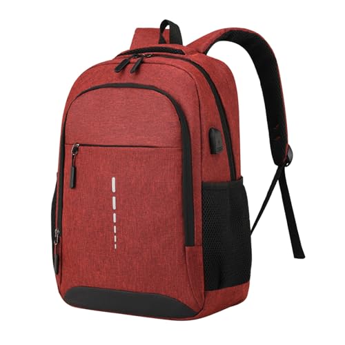 Large Capacity Multi Pocket Laptop Backpack Built With USB Charging Port Waterproof Anti Theft Business Travel Durable College Backpacks for Men Women Commute Work Vacation Trip Red - color: Red
