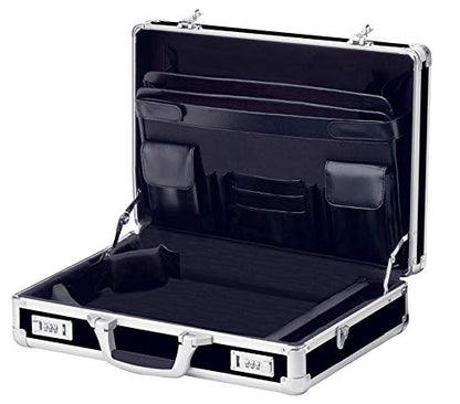 Vaultz Locking Briefcase - 18 x 14.25 x 5 Inch Combination Lock Hard Laptop Case w/Strap - Briefcases for Men and Women - Black