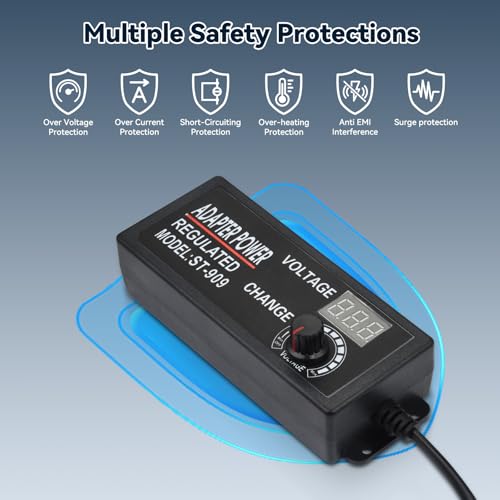 aceyoon Power Supply Adjustable DC 3V ~ 24V and 38 PCS Universal Laptop DC Power Adapter