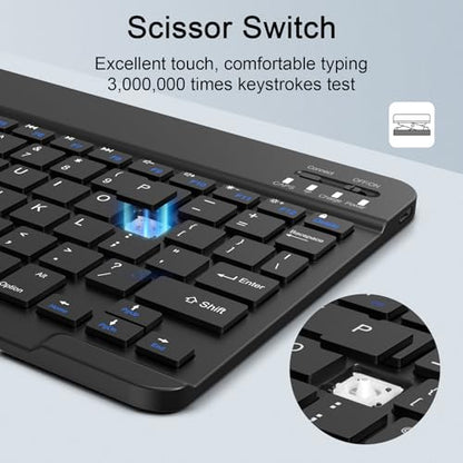 Wireless Keyboard and Mouse Combo, Rechargeable Bluetooth Keyboard & Mouse with 2.4 GHz Wireless USB Receiver, Compatible with iPad, Smartphone, PC, Laptop, Windows/iOS/Android, Black - color: Black