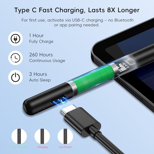 Rechargeable MPP 2.0 Tilt Pen for HP/Surface/Kobo, 4096 Pressure & Magnetic | Two Side Button, Palm Rejection Stylus for Surface Pro 11-3, Laptop/Book/Go/Studio for Students Artists Drawing Note-Taking - color: Black