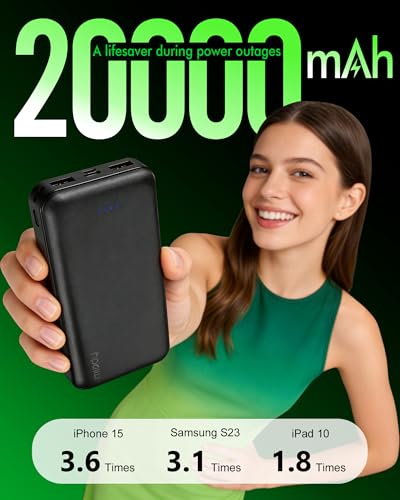 Miady 2-Pack Portable Charger PD 22.5W Power Bank 20000mAh Battery Pack | 74Wh丨Fast Charging丨3 Outputs 2 Inputs丨High Capacity丨Compatible with iPhone 17 iPad Android etc丨for Travel Camping丨Black+Black - color: Black+Black