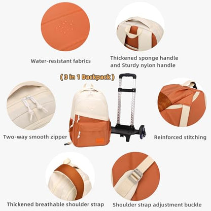 Rolling Backpack for Boys Girls School BookBag with Wheels Kids Luggage Trolley Back Pack on Wheels Elementary Travel Bag - color: Grey Two Wheels, size: 2 Wheels