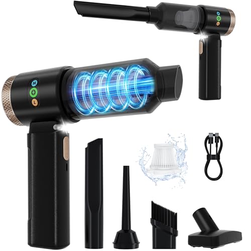 GcdPai Handheld Car Vacuum Cordless 20000PA Powerful Small Portable Rechargeable Vacuum Cleaner with LED Light Mini Vacuum for Car, Home, Office, Keyboard, Pet (Black Gold)