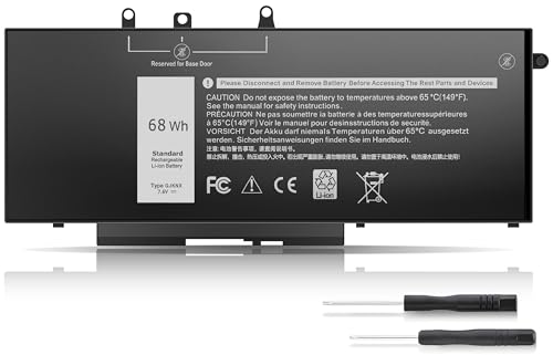 New 68Wh GJKNX Laptop Battery Replacement for Dell Latitude 5490 5480 5580 5590 5280 5288 5488 5591 5491 5495 E5480 E5580 E5490 E5590 Precision 15 3520 3530 Series Fits GD1JP DY9NT 5YHR4 451-BBZG 7.6V - size: 9.13 x 3.75 x 0.5 inches GJKNX BATTERY