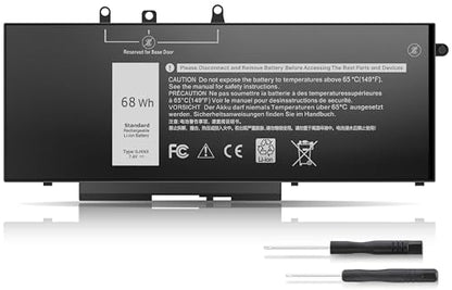 New 68Wh GJKNX Laptop Battery Replacement for Dell Latitude 5490 5480 5580 5590 5280 5288 5488 5591 5491 5495 E5480 E5580 E5490 E5590 Precision 15 3520 3530 Series Fits GD1JP DY9NT 5YHR4 451-BBZG 7.6V - size: 9.13 x 3.75 x 0.5 inches GJKNX BATTERY