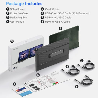 Blackview Laptop Screen Extender, 1.3lbs Ultra-Light & 0.17" Ultra-Slim, 14" FHD 1080P IPS Portable Laptop Monitor Extender, Travel Dual Monitor for 13-17",Plug & Play for Windows/Mac/Android/Switch