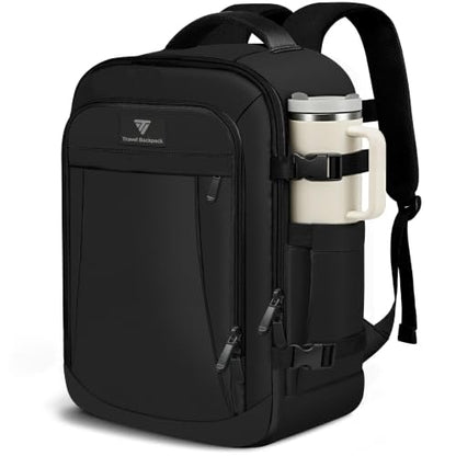 TILYMOL Travel Backpack for Women & Men - 15.6 inch Laptop Backpack Airplane Flight Approved, Large Carry On Anti-theft Bag for Travel Work Business Weekender - color: Black