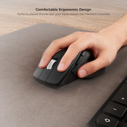 Ergonomic Keyboard Mouse Wireless Combo, Full Size Bluetooth Split Keyboard with Wrist Rest, 4 Level DPI Ergo Mouse for Windows Mac OS Computer, Black - color: Black