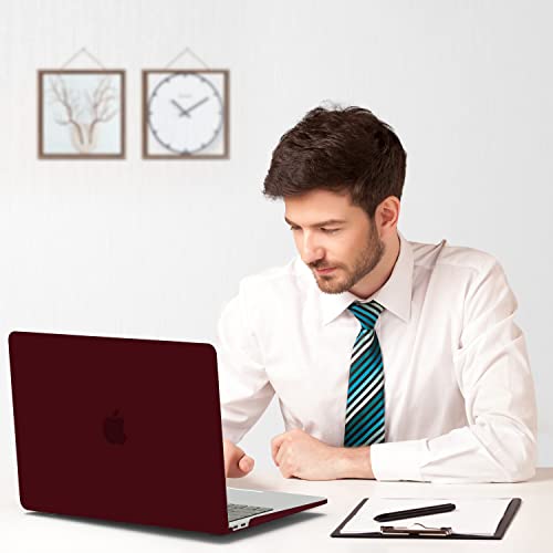 B BELK for MacBook Air 13 inch Case M1 2021 2020 2019 2018 Release | A2337 A2179 A1932, Matte Plastic Hard Shell for MacBook Air 13.3 inch Case & Keyboard Cover & Screen Protector, Marsala Red - color: Marsala Red