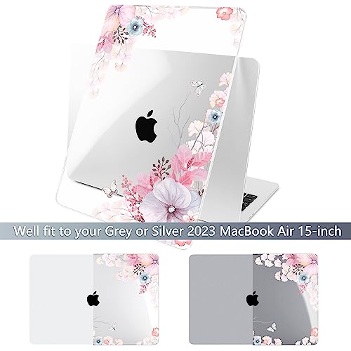 Batianda Case for MacBook Air 15" with M5 M4 M3 M2 Chip, Lovely Flower | 4-in-1 set with soft pastel floral design, lightweight slim hard shell protection for students, travelers and nature lovers - color: Lovely Flower