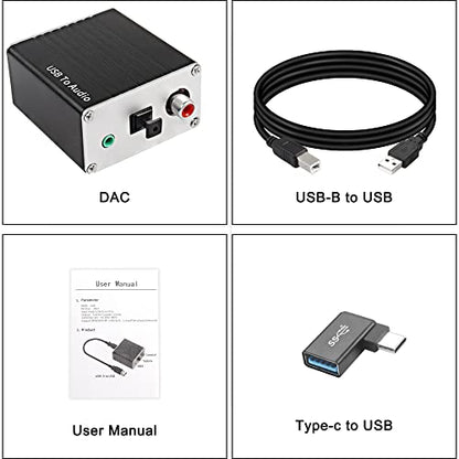 XMSJSIY USB-A/Type-C to Coaxial Optical Toslink SPDIF + 3.5mm AUX Stereo Audio Adapter USB Digital Audio Decoder Converter External Sound Card for PC Laptop Phone Smart TV