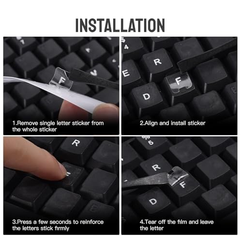 4 in 1 Hebrew Borderless Letter Keyboard Stickers Compatible with PC Computer Laptop Desktop Notebook Gaming Keyboards,Hebrew Transfer Printing Lettering Characters Repair Replacement Sticker - color: White Letter, size: Hebrew