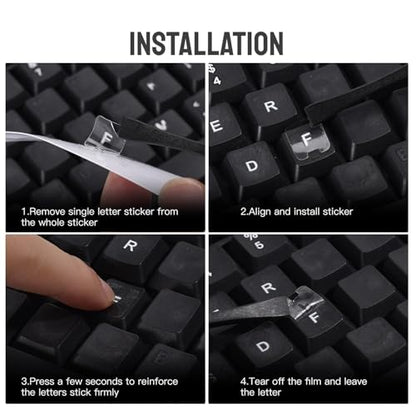 4 in 1 Hebrew Borderless Letter Keyboard Stickers Compatible with PC Computer Laptop Desktop Notebook Gaming Keyboards,Hebrew Transfer Printing Lettering Characters Repair Replacement Sticker - color: White Letter, size: Hebrew