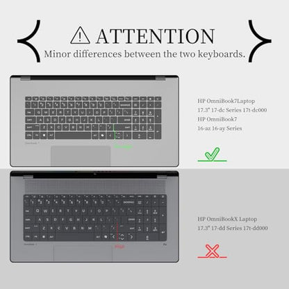 Keyboard Cover for 2025 HP OmniBook 7 Laptop 17-dc0097nr 17-dc0037nr 17t-dc000 17.3", HP OmniBook 7 16-az0097nr 16-ay0087nr 16t-ay000 16t-az000 16 inch Skin(Not fit Omnibook X 17-dd 17t-dd)-Black - color: Black