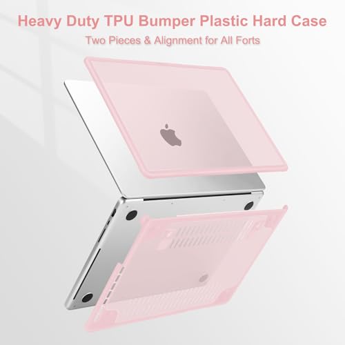 MOSISO Compatible with MacBook Pro 14 inch Case M5 M4 M3 M2 M1 2026-2021 | 4 in 1 Kit Shock-Absorbing Shell with Fold Kickstand, A3427 A3426 A3434 A3112 A3185 A3401 A2918 A2992 A2779 A2442, Pink - color: Pink