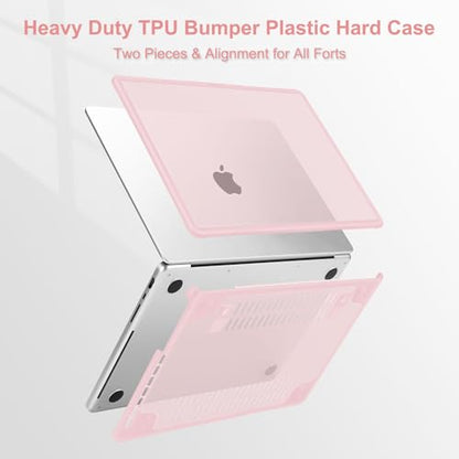 MOSISO Compatible with MacBook Pro 14 inch Case M5 M4 M3 M2 M1 2026-2021 | 4 in 1 Kit Shock-Absorbing Shell with Fold Kickstand, A3427 A3426 A3434 A3112 A3185 A3401 A2918 A2992 A2779 A2442, Pink - color: Pink