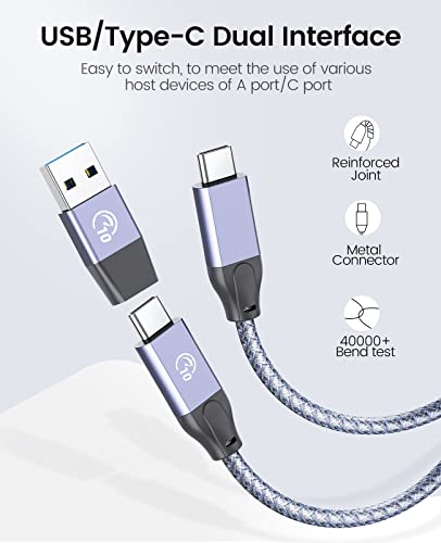 ORICO 4-Port USB 3.2 Gen2 Hub, Desktop USB 3.2 Hub with 2 USB-A, 2 USB-C, 5V 3A Power Supply Port, 10Gbps Aluminium USB-Splitter with 1.64Ft USB-C to USB-A/C Cable for iMac, MacBooks, Mac mini - size: 50cm, style: M3CU2