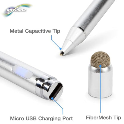 BoxWave Stylus Pen Compatible with LG Gram 16 2-in-1 (16T90P) - AccuPoint Active Stylus, Electronic Stylus with Ultra Fine Tip - Metallic Silver