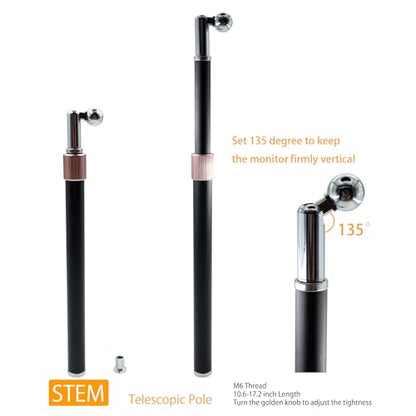 Portable Monitor Stand with VESA Mount 3inch Bracket Tilt Ball Joint Telescopic Pole and Metal Disk Base Portable Monitor Mount with 75mm VESA Mount FL12B