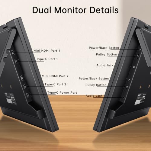 Portable Monitor 15.6" Dual Foldable FHD USB-C Laptop Screen Extender | FHD 1080P Ultra-Slim Travel IPS Display with HDR,100% sRGB VESA & Built-in Speakers for Mac Phone PS5 Xbox Switch - size: Dual15.6