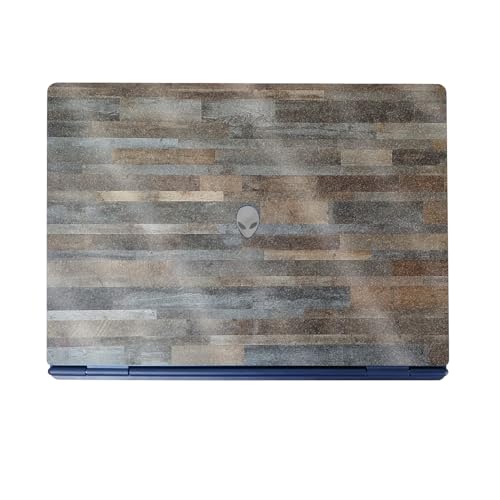 Glossy Glitter Laptop Skin Compatible with Alienware 16/16X Aurora (2025) - Gray Wood - Premium 3M Vinyl Protective Wrap Decal Cover - Easy to Apply | Crafted in The USA by MightySkins - color: Gray Wood, size: 16/16X Aurora (2025) Full Cover Skin, style: