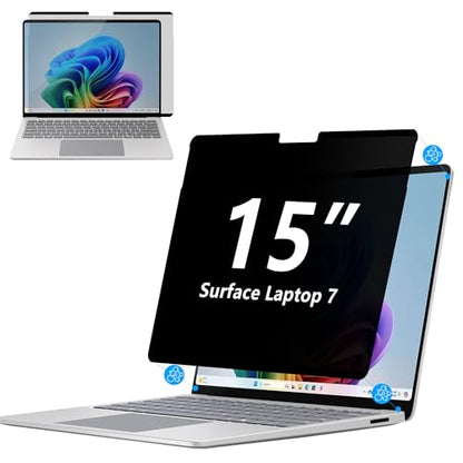 Megoo Privacy Screen Protector for Surface Laptop 7 15 Inch, Anti-Spy, Anti-Glare, Blue Light & UV Blocking, Magnetic Nano Technology, Removable Design | Anti-Spy, Anti-Glare, Blue Light & UV Blocking, Magnetic Nano Technology, Removable Design - size: Su