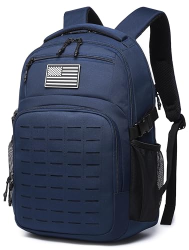 Wotony Military tactical backpack Laser-Cut MOLLE Webbing, backpack for men small tactical assault bag (Blue, 18.5 inch) - color: Blue, size: 18.5 inch