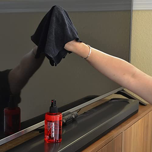 Monster Screen Cleaner Kit with Microfiber Cloth, 6.7 oz (200 mL) Monitor Cleaning Spray for HDTVs, Laptops, Tablets, Smartphones and Eyeglasses, White/Black/Red
