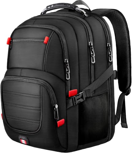 18.4-19 Inch Extra Large Gaming Laptop Backpack with LifetimeWarranty, 55L Airline Approved TSA Friendly Carry On Work Travel Computer Bag for Men & Women, Black - color: Black, size: 18.4 Inch（21.6"x15.4"x9.8"）