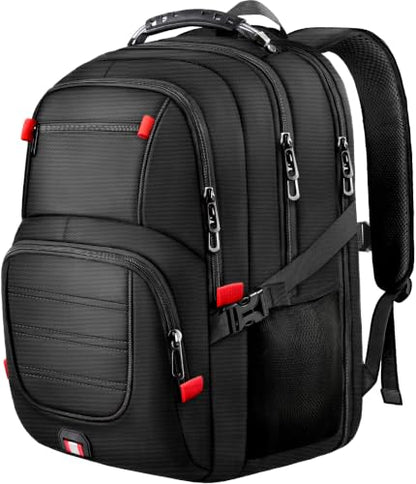 55L Gaming Laptop Backpack, Fits 18.4-19" Laptop, Black | 180° TSA-Friendly Carry On Design with Padded Laptop Compartment, Water-Resistant, Adjustable Strap, Handle for Men Women - color: Black, size: 18.4 Inch（21.6"x15.4"x9.8"）